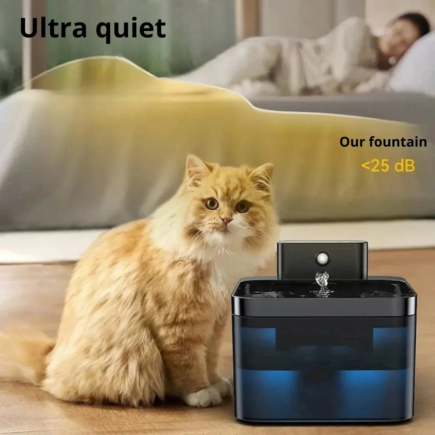 Wireless cat water fountain 30-day autonomy