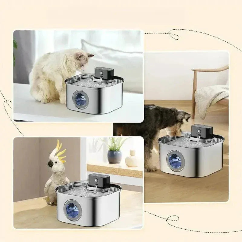 Wireless stainless steel cat water fountain