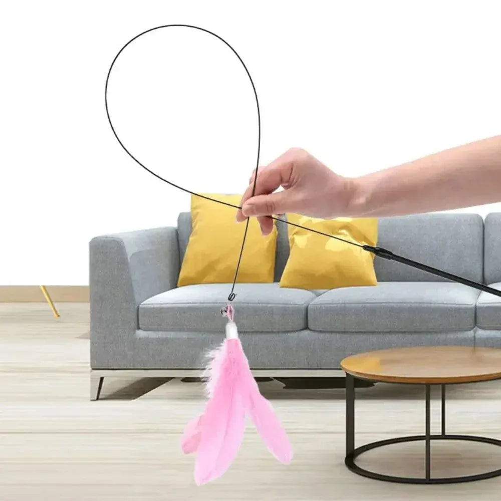 Cat feather toy with suction cup