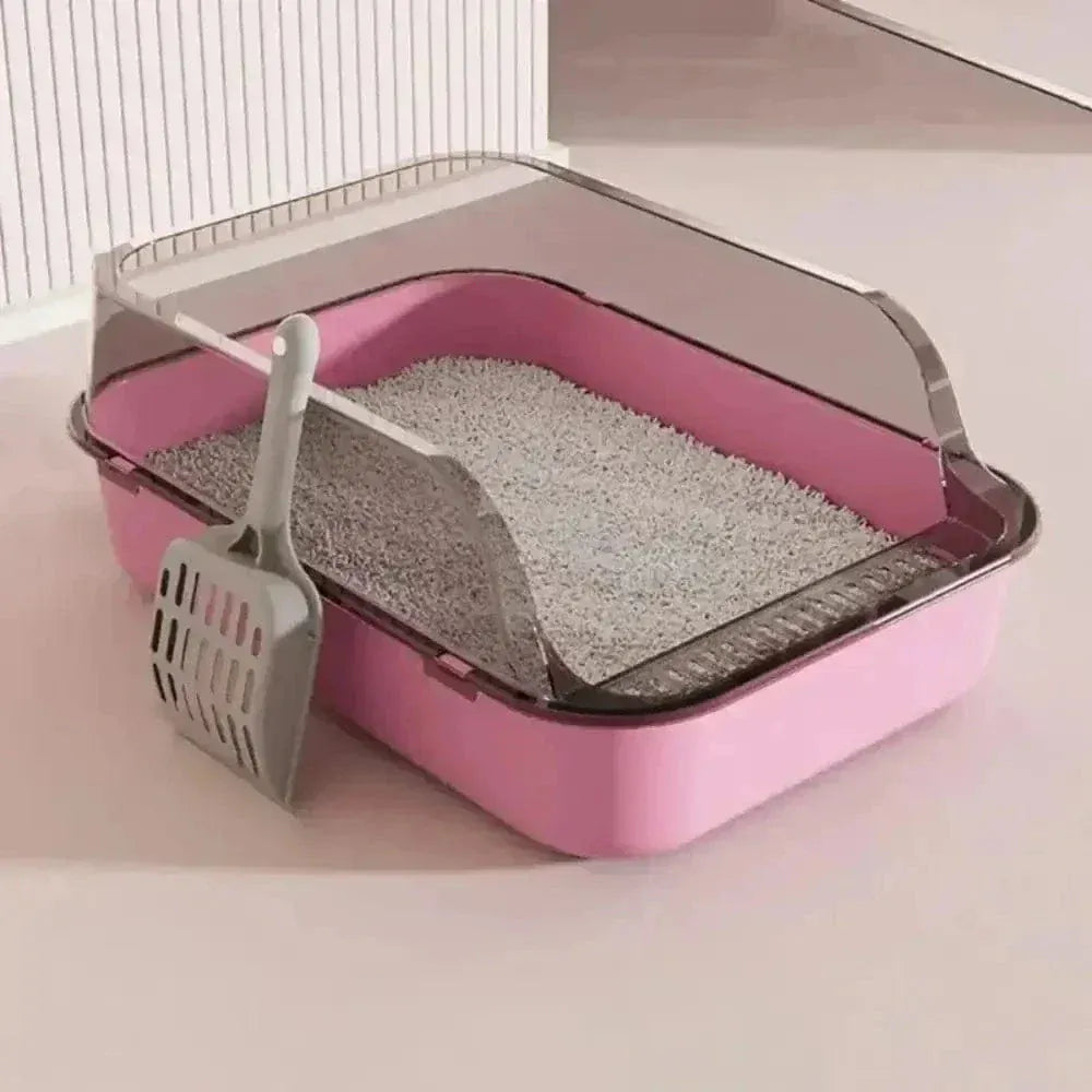 Cat litter box with high rim