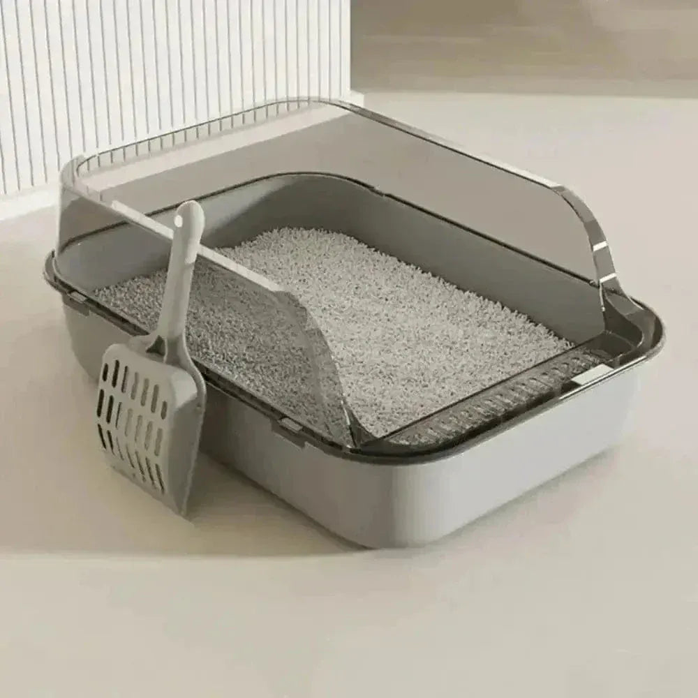 Cat litter box with high rim