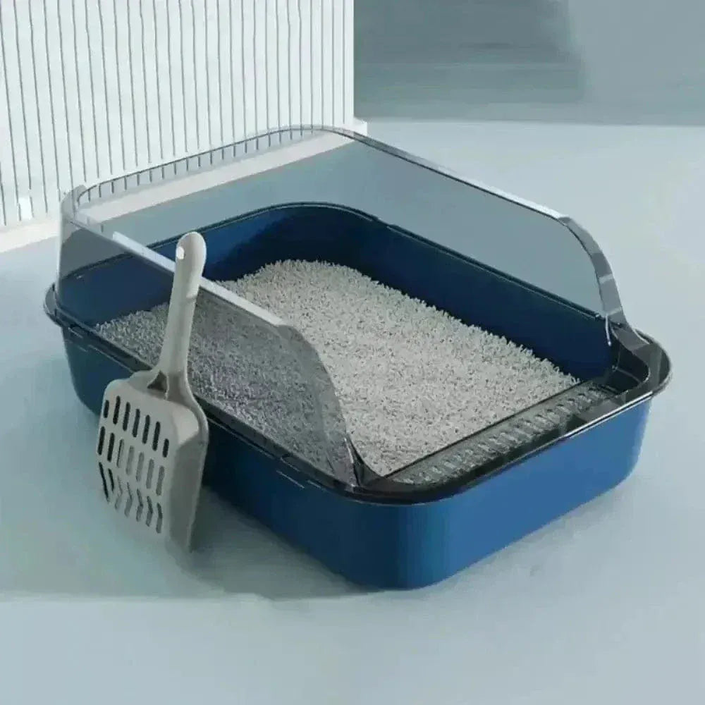 Cat litter box with high rim
