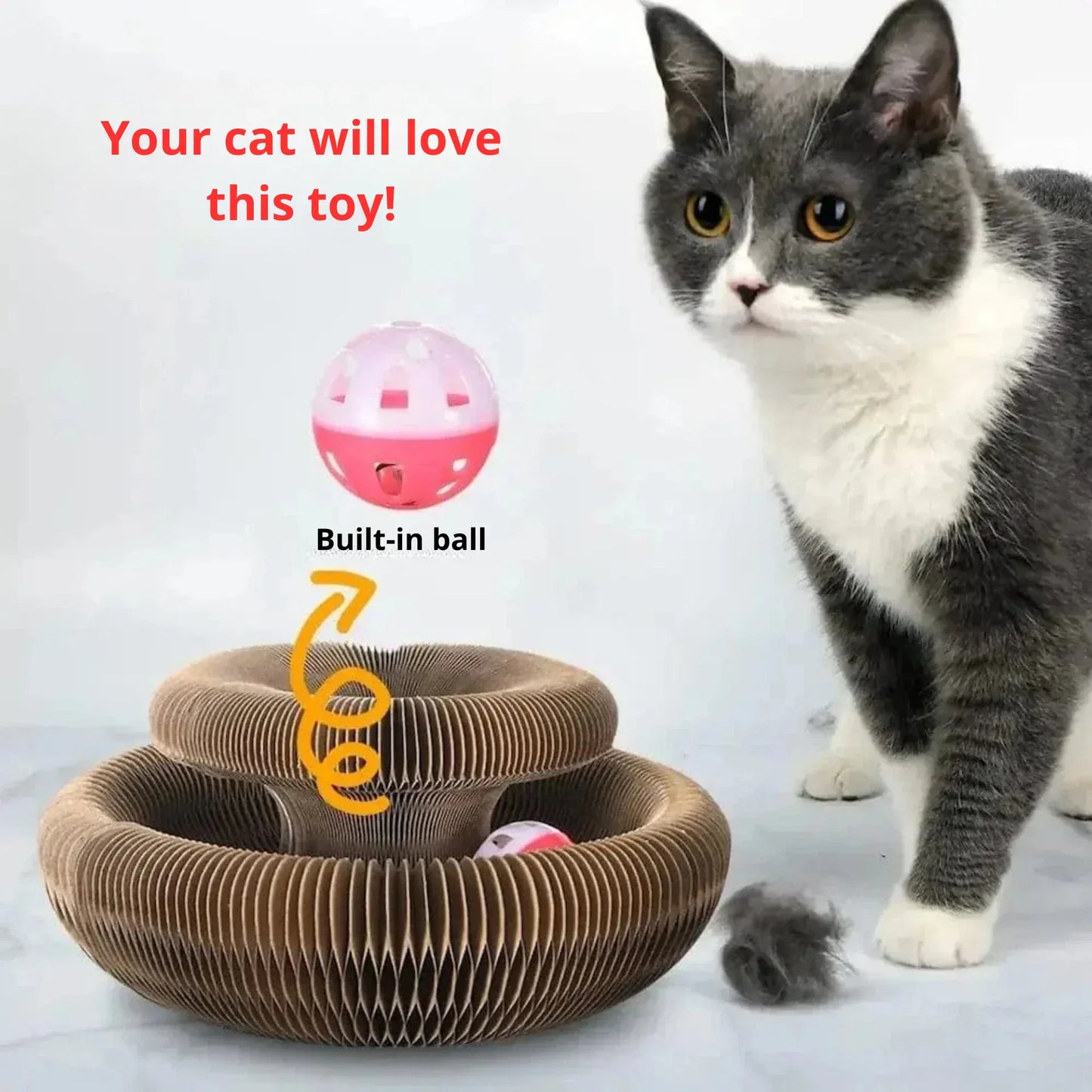 Cat scratcher toy with ball