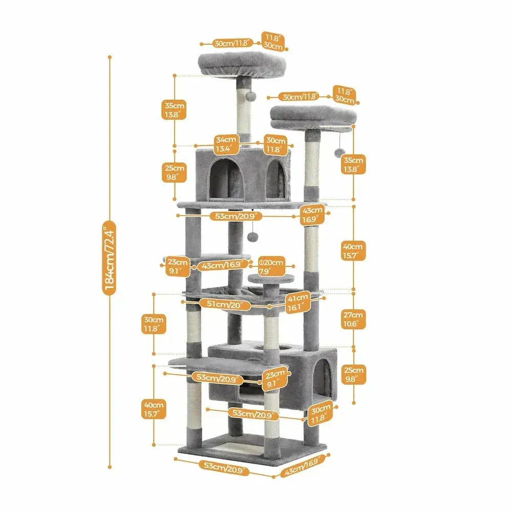 Cat tree 180 cm – XXL & ultra-stable tower