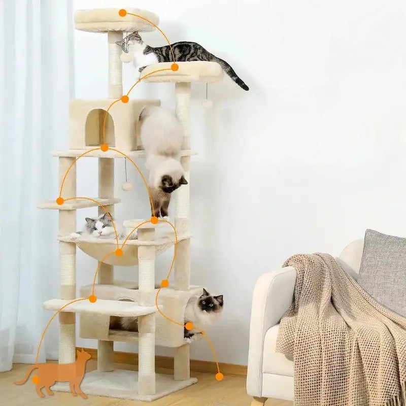 Cat tree 180 cm – XXL & ultra-stable tower