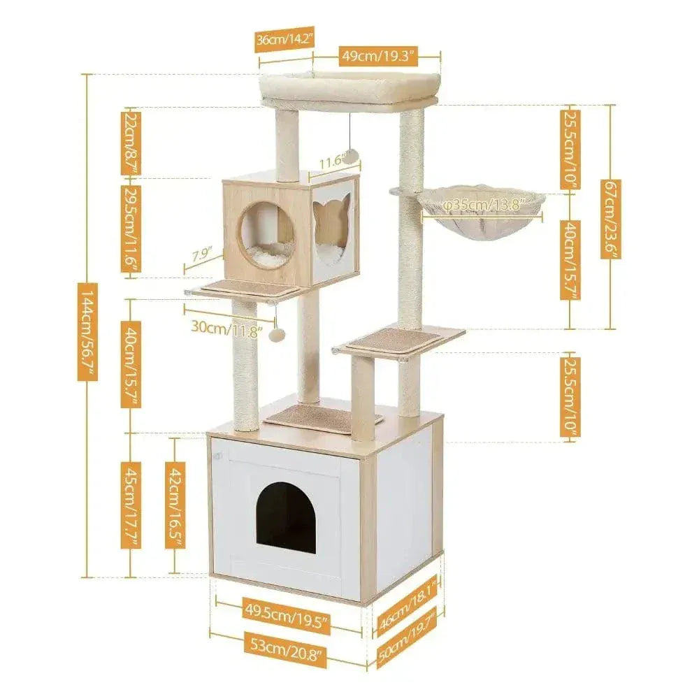 Cat tree with litter box – 2-in-1 space-saving design