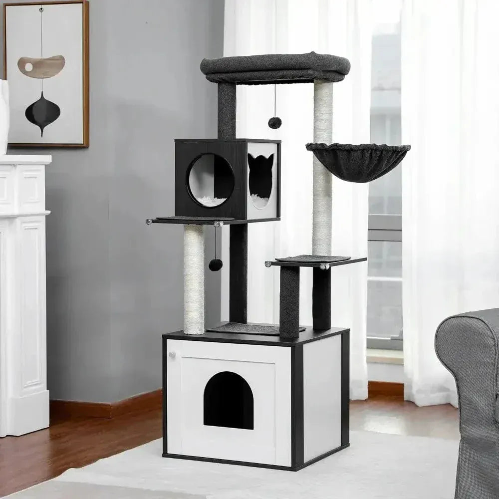 Cat tree with litter box – 2-in-1 space-saving design