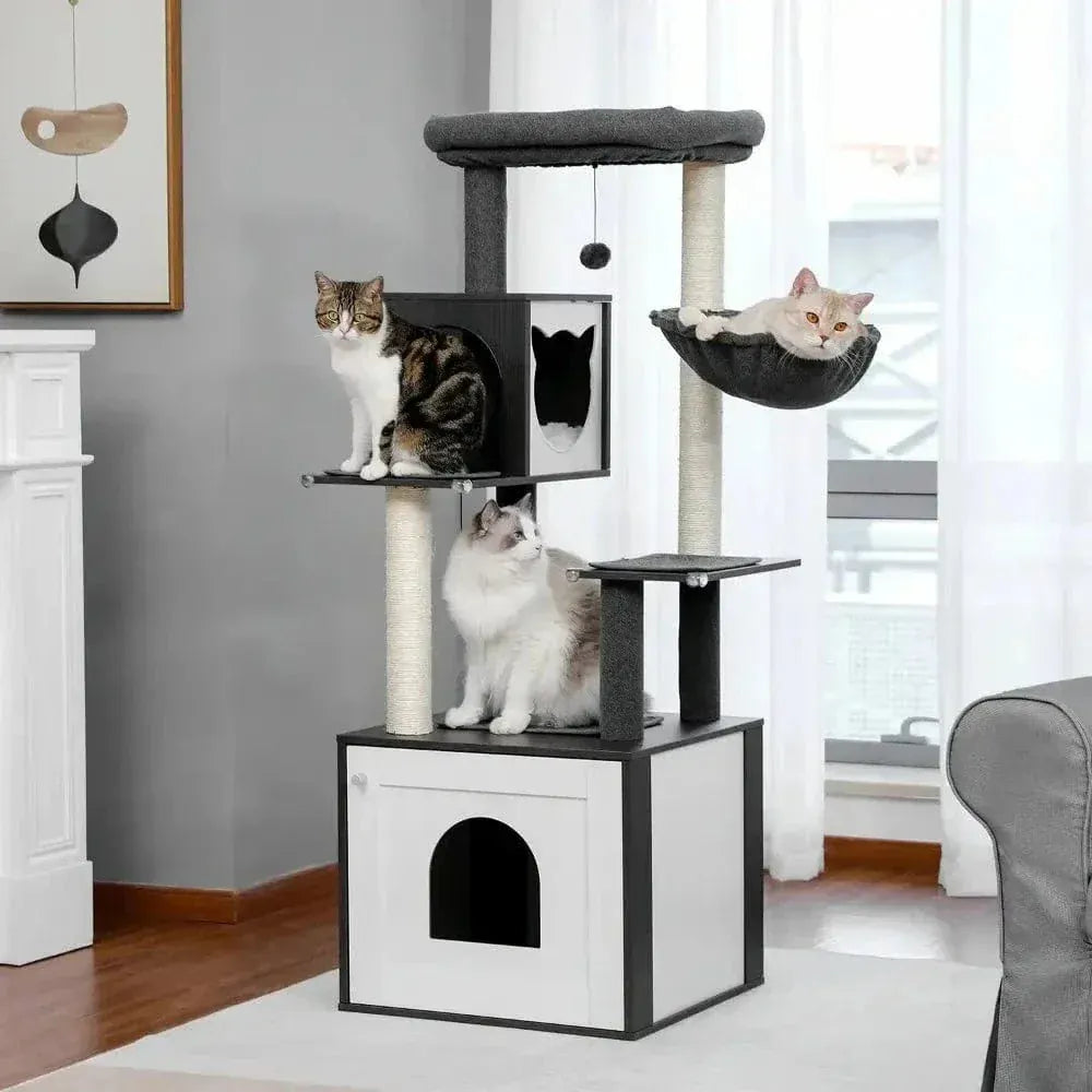 Cat tree with litter box – 2-in-1 space-saving design