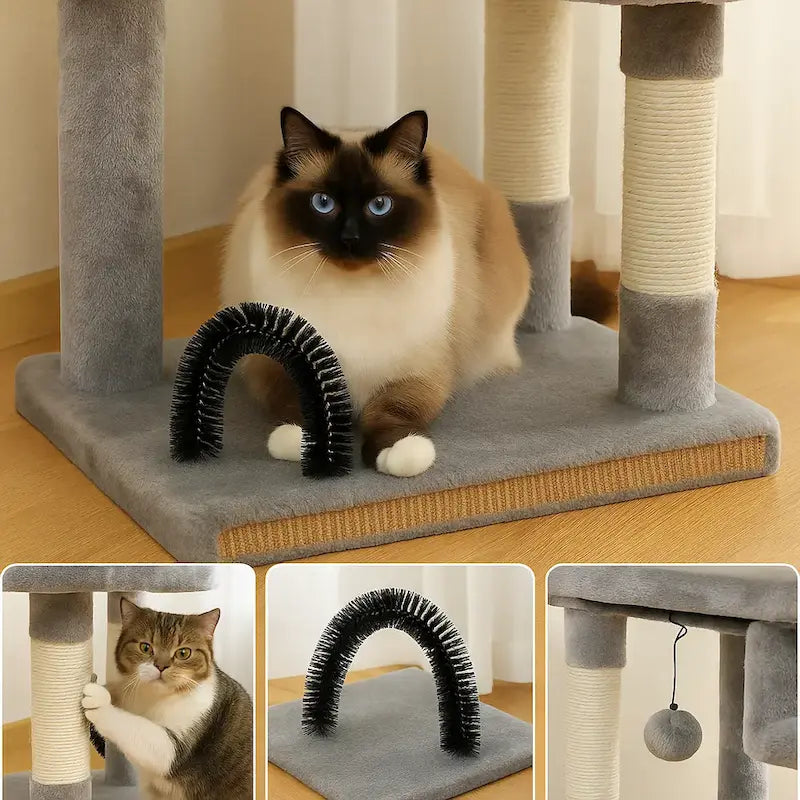 Cat tree with toy – stimulation & comfort
