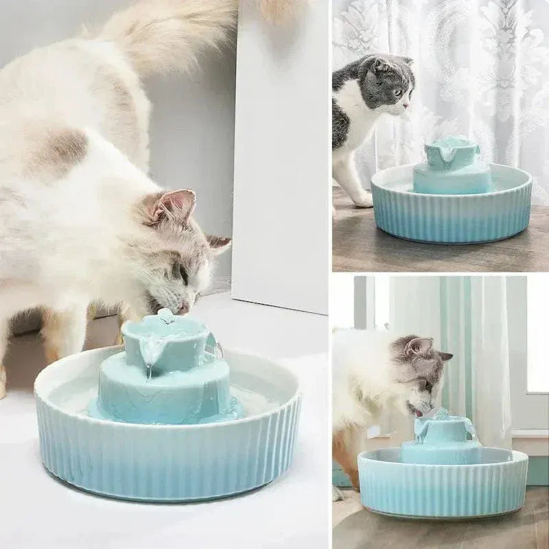 Ceramic filtering cat water fountain