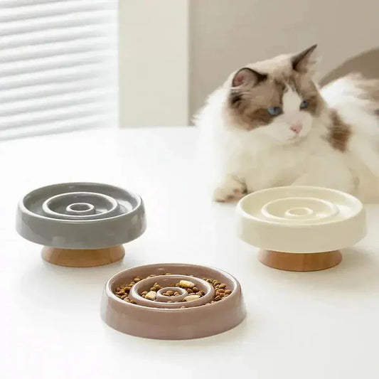 Ceramic slow feeder bowl for cats