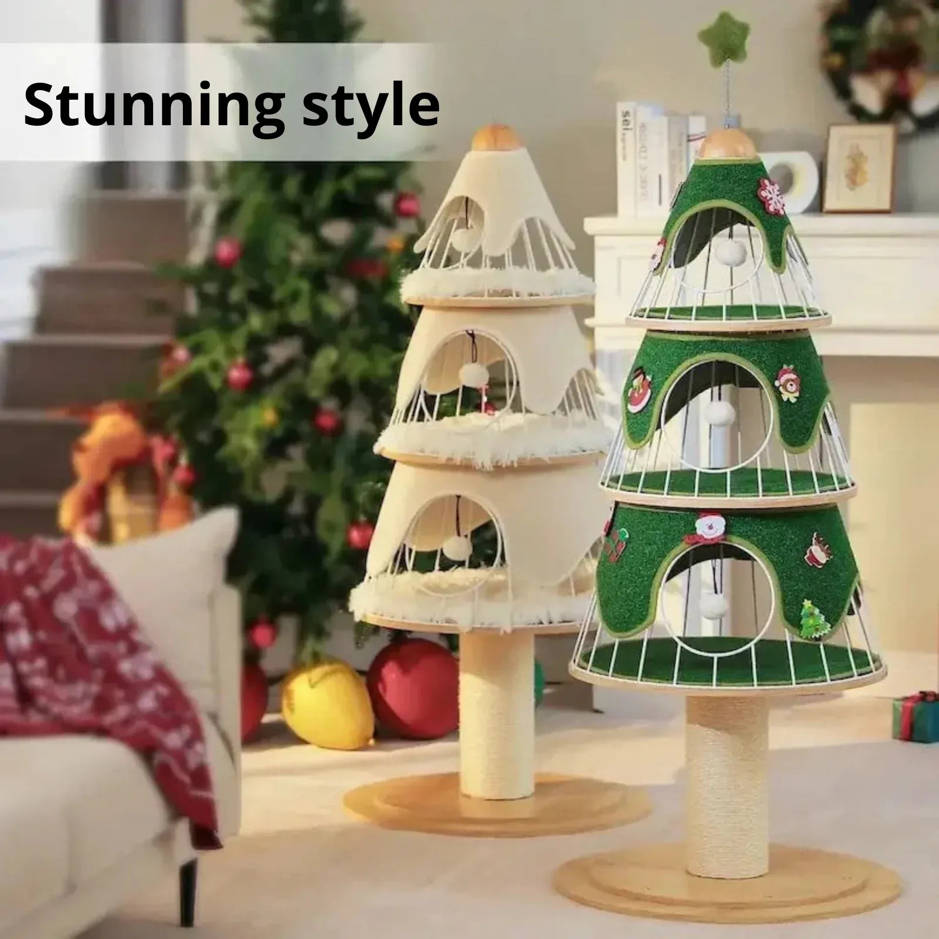 Christmas tree cat tower – festive decor & scratch post