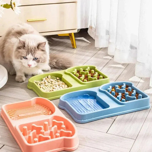 Double anti-gulping cat bowl