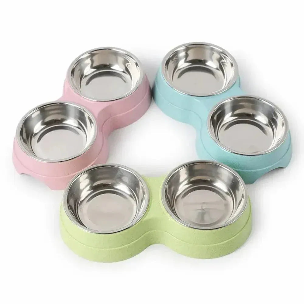 Double stainless steel cat bowl