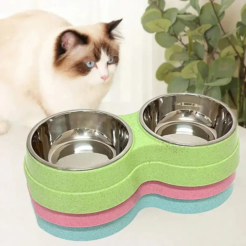 Double stainless steel cat bowl