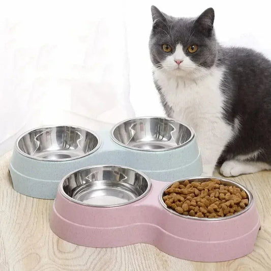 Double stainless steel cat bowl