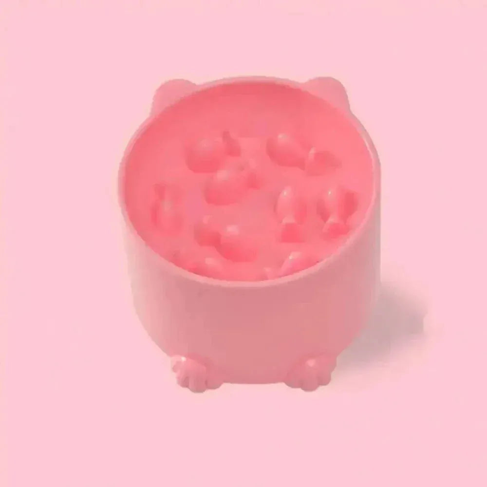 Elevated anti-gulping cat bowl
