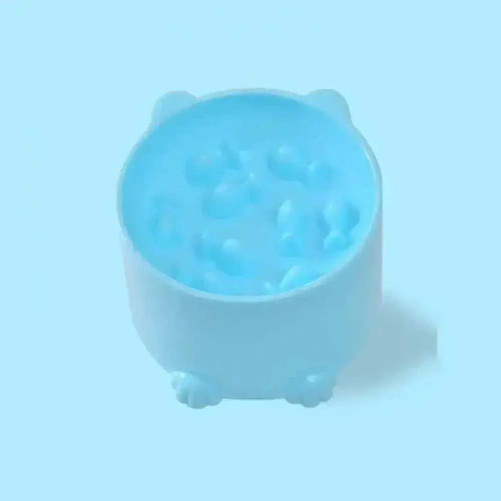 Elevated anti-gulping cat bowl