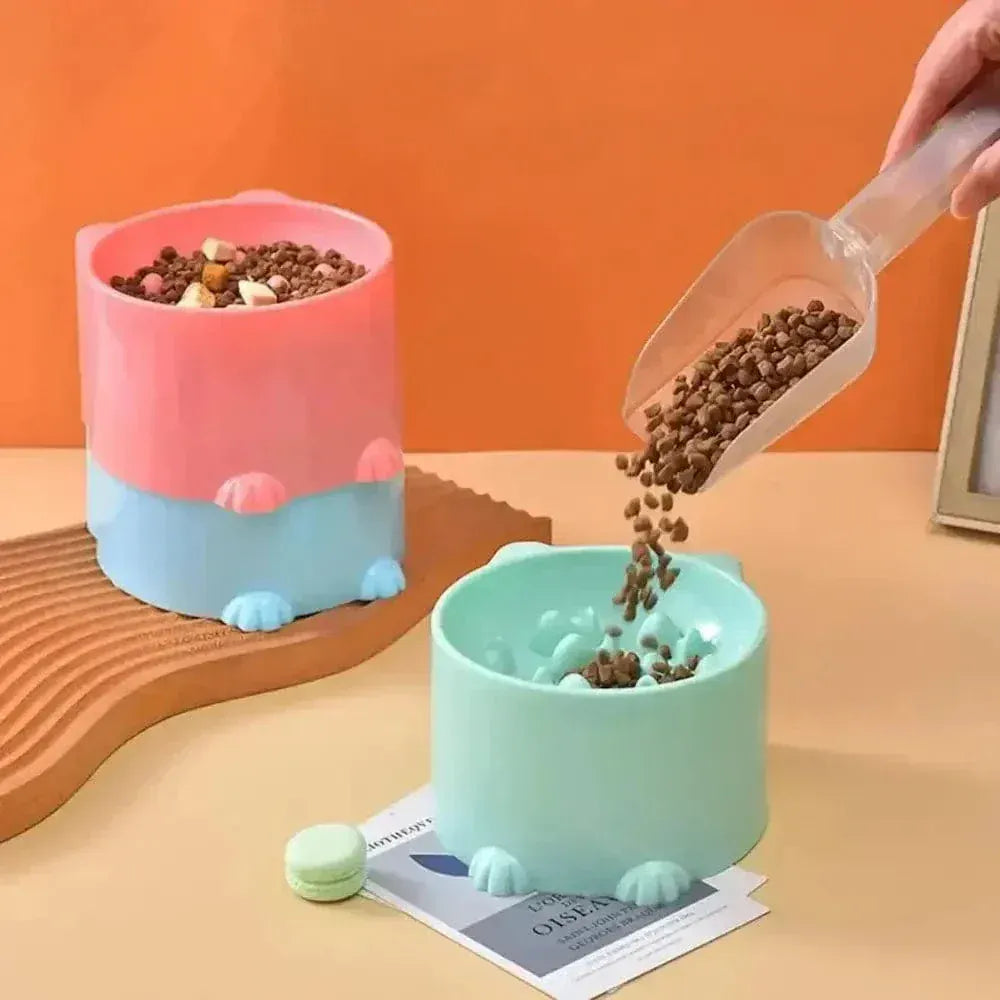 Elevated anti-gulping cat bowl
