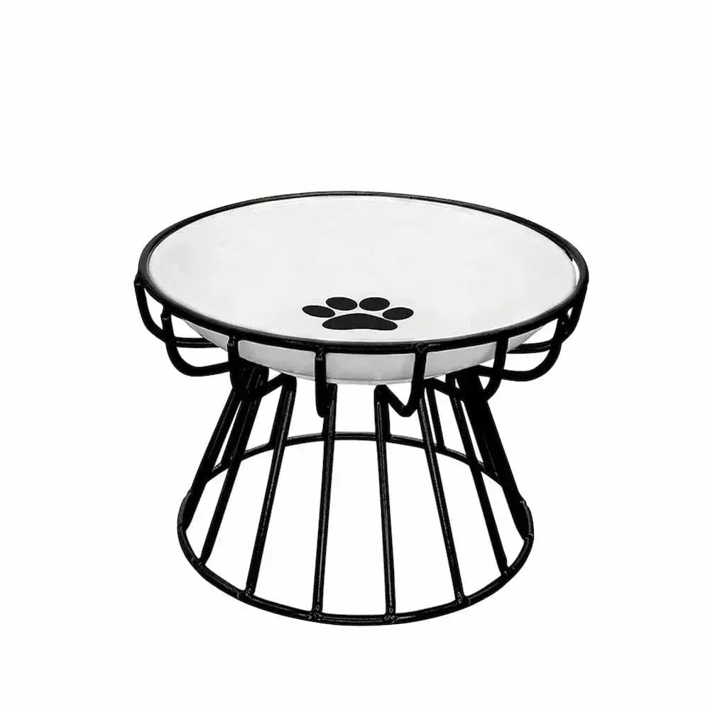 Elevated ceramic cat bowl