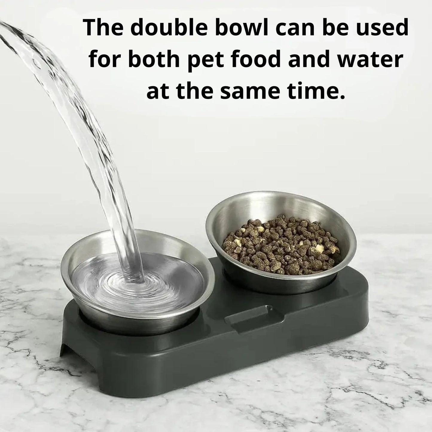Elevated stainless steel cat bowl