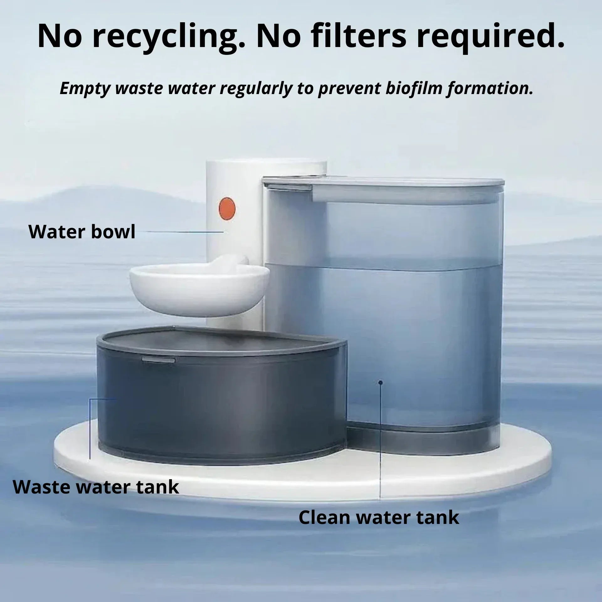 Filter-free cat water fountain