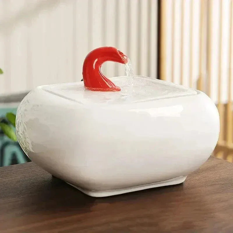 Filter-free ceramic cat water fountain