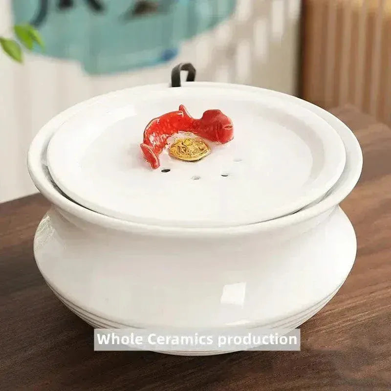 Filter-free ceramic cat water fountain