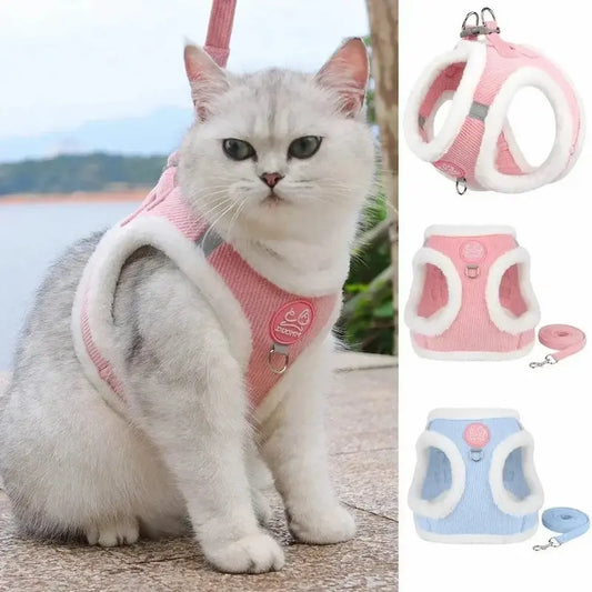 Fur-lined cat harness