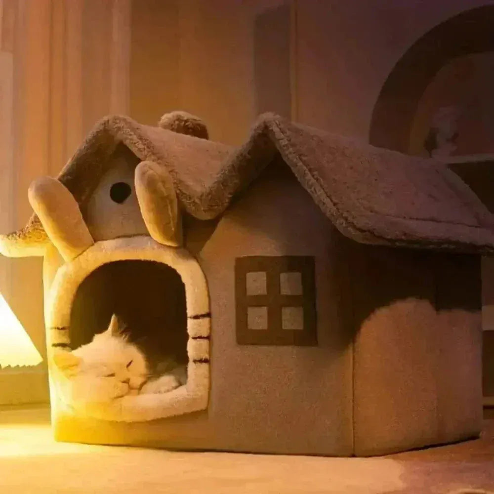 Plush Cat House – Warm, Soft & Washable Shelter