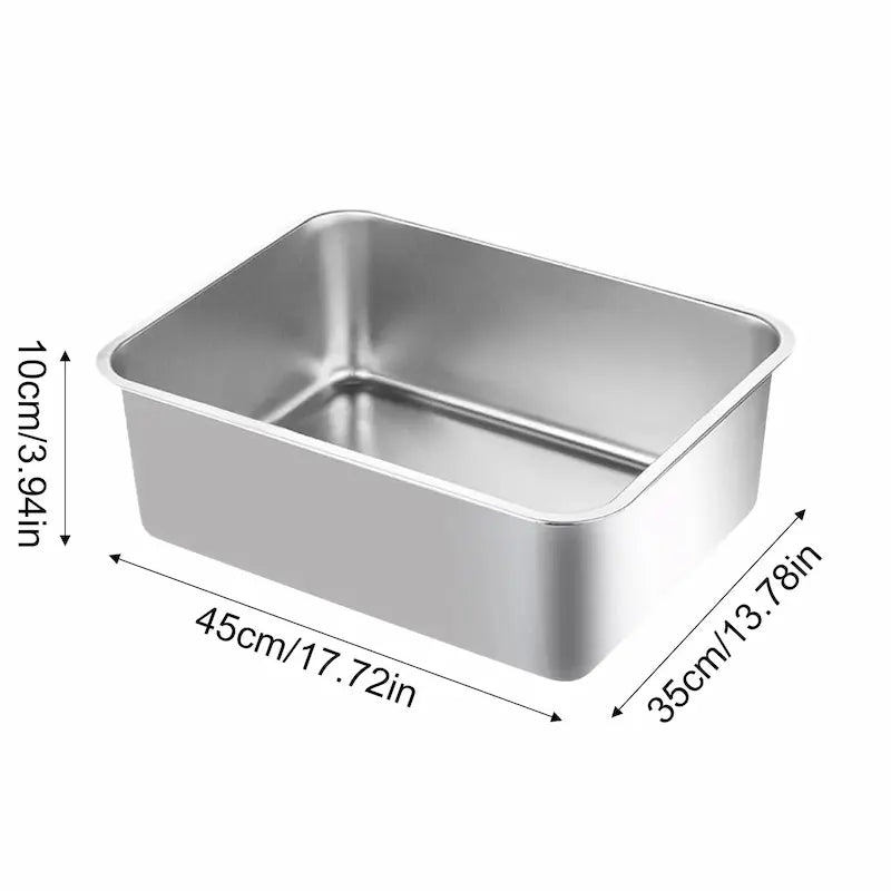 Rectangular stainless steel cat litter box
