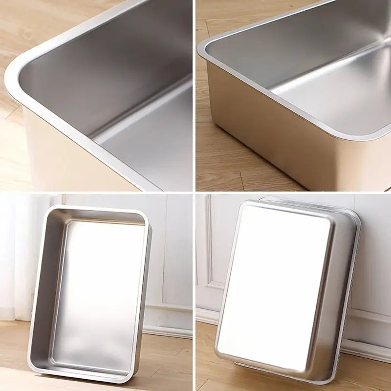 Rectangular stainless steel cat litter box
