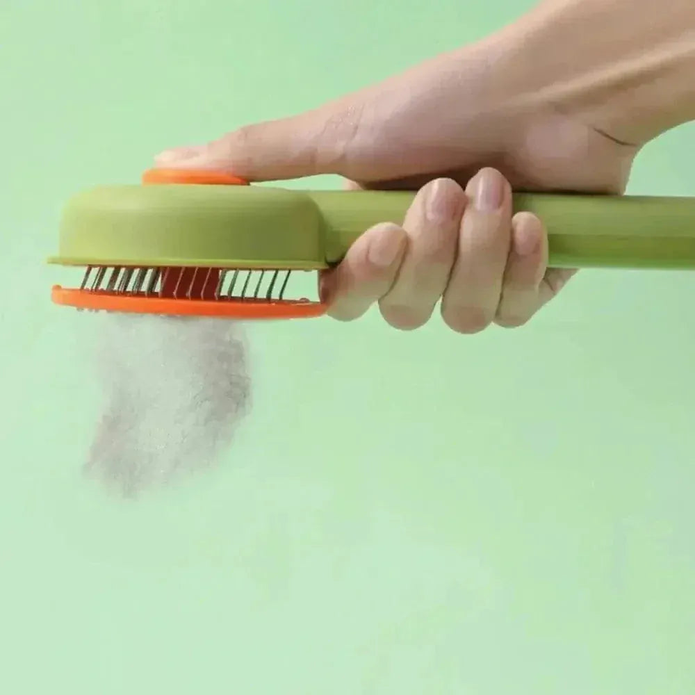 Self-cleaning cat brush