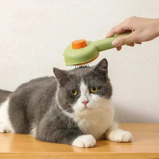 Self-cleaning cat brush