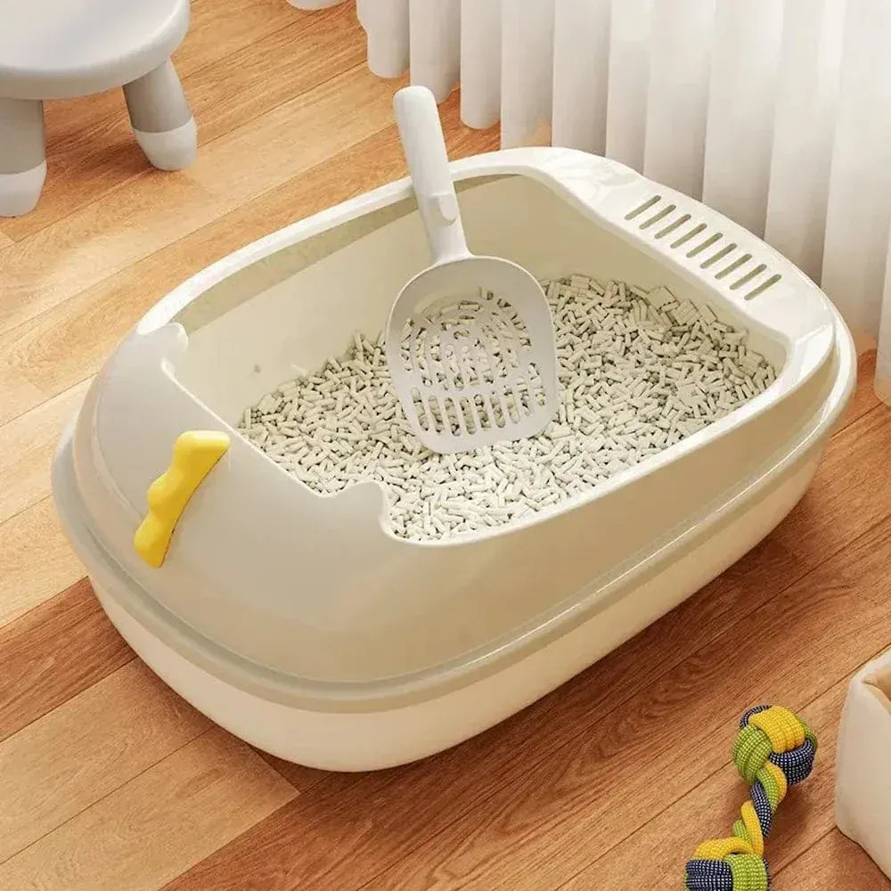 Semi-enclosed cat litter box