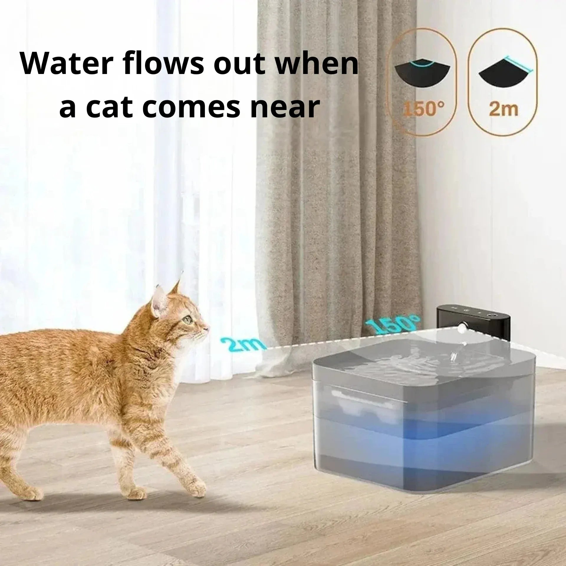Wireless cat water fountain 30-day autonomy