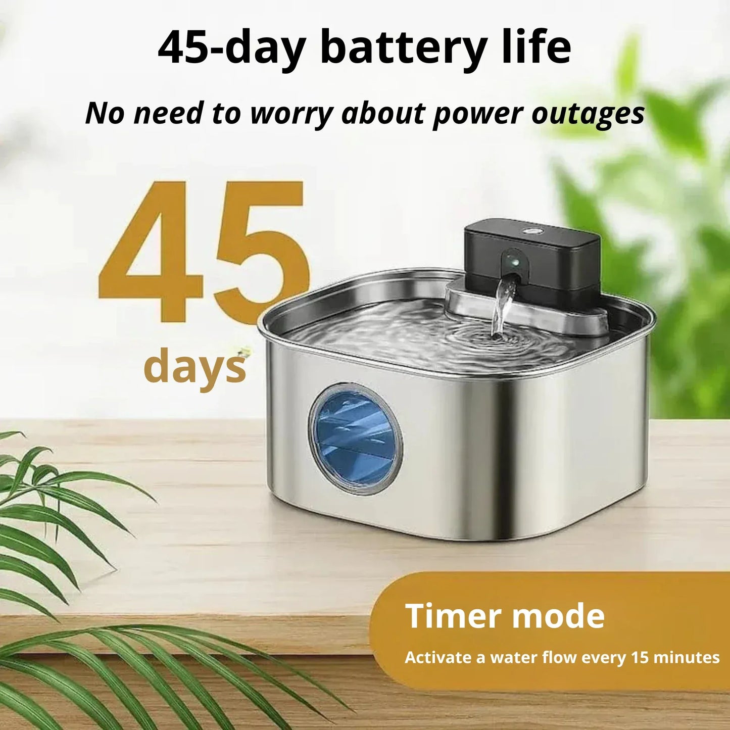 Wireless stainless steel cat water fountain