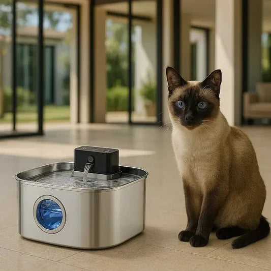 Wireless stainless steel cat water fountain